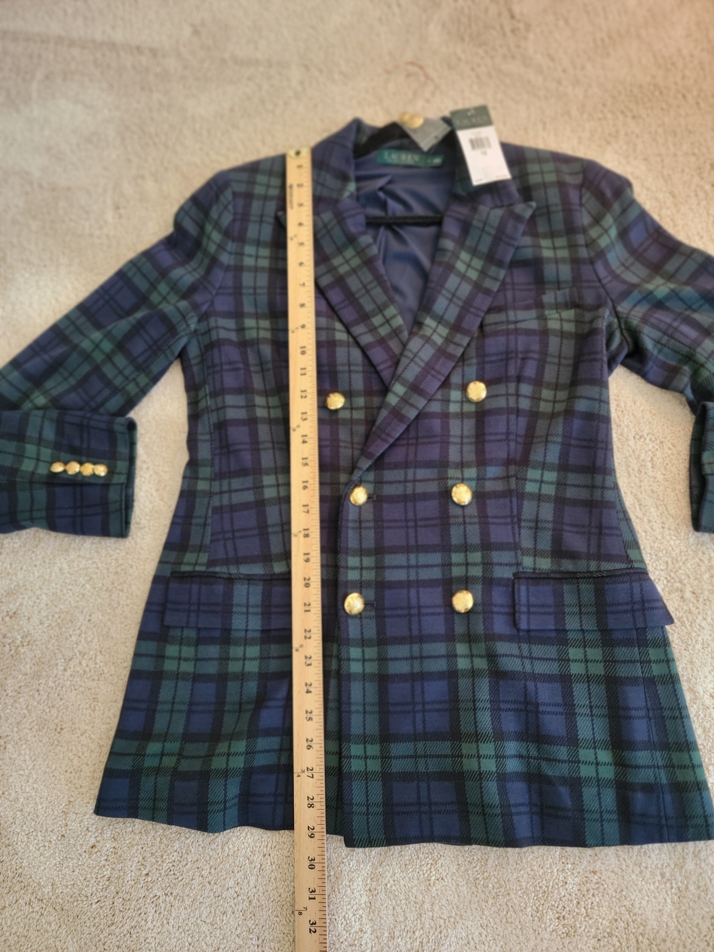 Lauren Ralph Lauren Tartan Plaid Blazer Size 12 NWT Gold buttons - Picture 4 of 10
